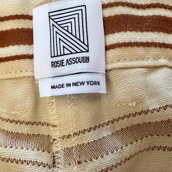 Rosie Assoulin Brown Striped Wide Leg Cuffed Pants Sz 2 - Picture 2 of 6